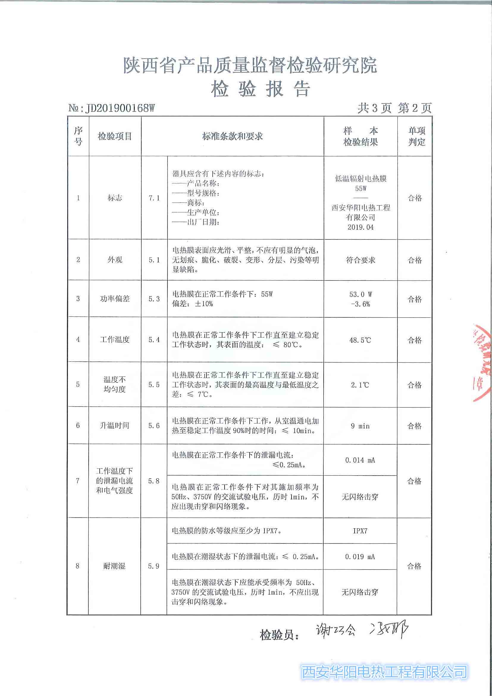 电热膜检验报告
